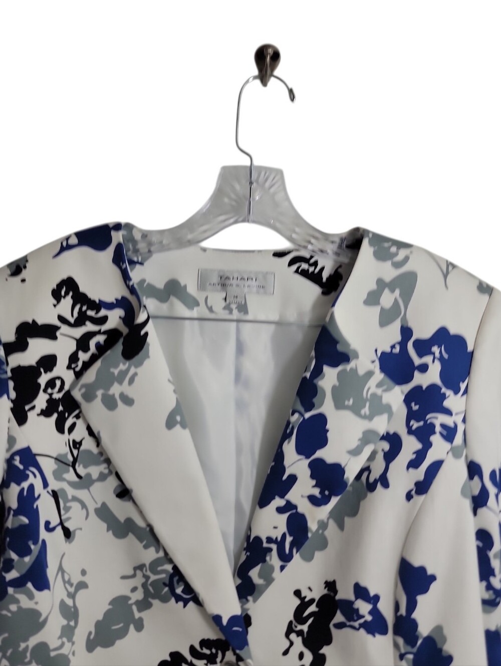 Tahari Arthur S. Levine floral single button blazer women size 14 3/4 sleeve - Picture 3 of 7